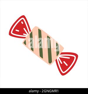 Candy in striped wrapper. Vector decorative element Stock Vector