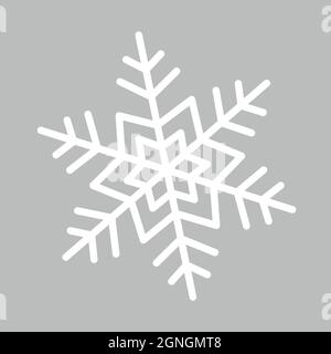 White snowflake on a grey background. Vector decorative element Stock Vector