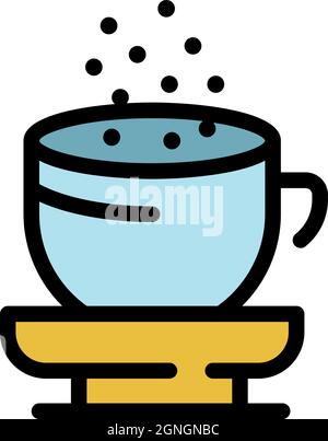 Powder tea cup icon. Outline powder tea cup vector icon color flat isolated Stock Vector