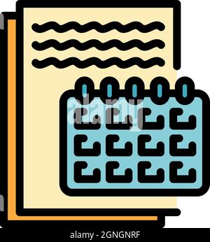 Calendar report icon. Outline calendar report vector icon color flat isolated Stock Vector