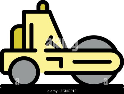 City road roller icon. Outline city road roller vector icon color flat isolated Stock Vector