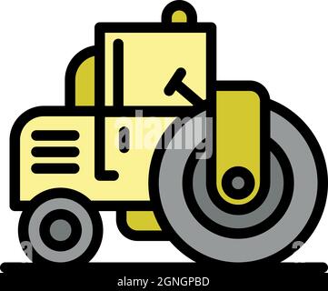 Safety road roller icon. Outline safety road roller vector icon color flat isolated Stock Vector