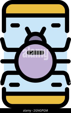 Smartphone fraud icon. Outline smartphone fraud vector icon color flat isolated Stock Vector