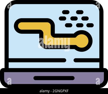 Laptop virus worm icon. Outline laptop virus worm vector icon color flat isolated Stock Vector
