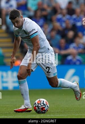 Leicester, England, 25th September 2021.  Matthew Lowton of Burnley during the Premier League match at the King Power Stadium, Leicester. Picture credit should read: Darren Staples / Sportimage Stock Photo