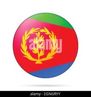 Glass light ball with flag of Eritrea. Round sphere, template icon. Eritrean national symbol. Glossy realistic ball, 3D abstract vector illustration Stock Vector