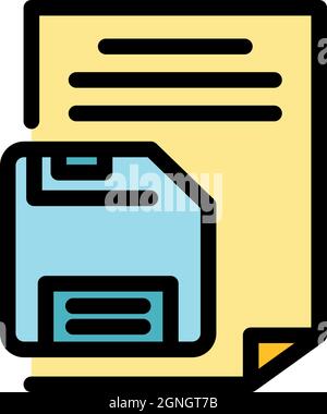 Floppy disk paper icon. Outline floppy disk paper vector icon color flat isolated Stock Vector