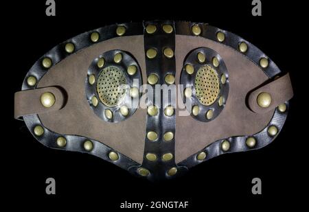 Steampunk Gas Mask Isolated on Black Background Stock Photo