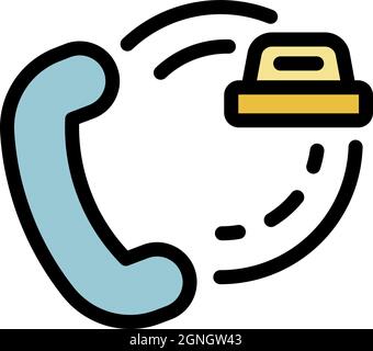 Unmanned taxi call icon. Outline unmanned taxi call vector icon color flat isolated Stock Vector