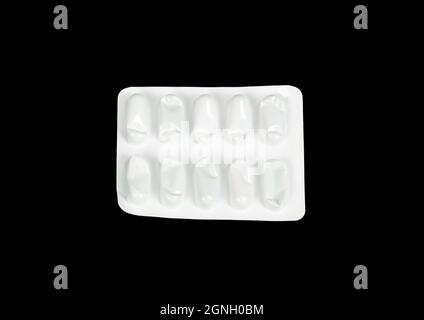 empty pill packets. top view isolated empty white medicine package on ...