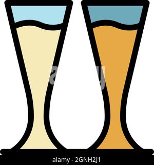 Pilsner glasses icon. Outline pilsner glasses vector icon color flat isolated Stock Vector