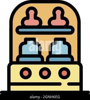 Sterilizing bottle machine icon. Outline sterilizing bottle machine vector icon color flat isolated Stock Vector