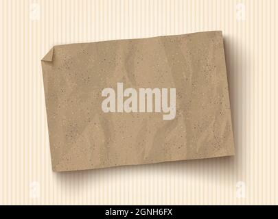 Vector vintage craft paper on white background. Craft paper ad on isolated background. Craft brown paper texture. Stock Vector