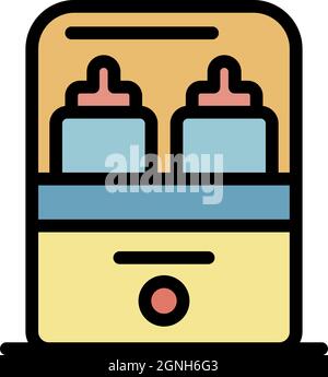 Sterillize bottle heater icon. Outline sterillize bottle heater vector icon color flat isolated Stock Vector