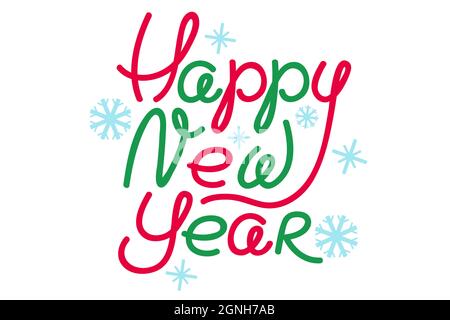 Vector banner for New year with hand drawing lettering. Retro banner for new year with holiday elements. Stock Vector