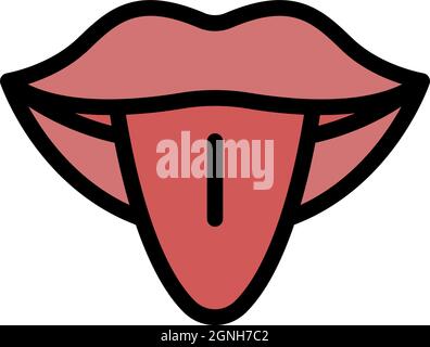 Tongue therapy icon. Outline tongue therapy vector icon color flat isolated Stock Vector