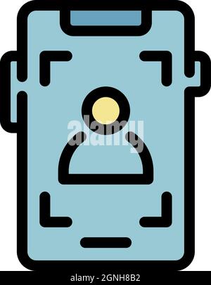 Phone screen recording icon. Outline phone screen recording vector icon color flat isolated Stock Vector