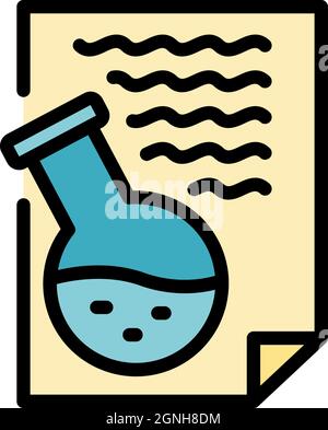Chemistry report icon. Outline chemistry report vector icon color flat isolated Stock Vector