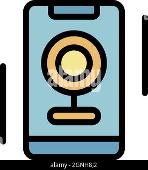 Web camera video record icon. Outline web camera video record vector icon color flat isolated Stock Vector