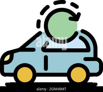 Reload smart car icon. Outline reload smart car vector icon color flat isolated Stock Vector