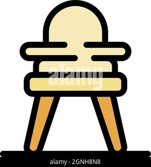Plastic feeding chair icon. Outline plastic feeding chair vector icon color flat isolated Stock Vector