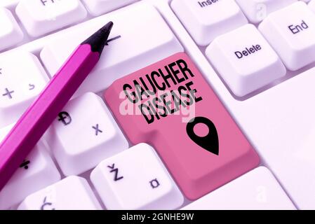 Handwriting text Gaucher Disease. Business showcase autosomal recessive inherited disorder of metabolism Typing Program Functional Descriptions Stock Photo