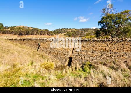 Spiky Bridge on the old convict coach road was built by convicts out of local flagstones in 1843  - Swansea, Tasmania, Australia Stock Photo