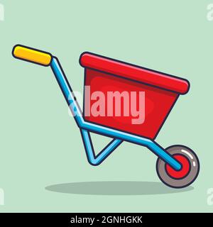 wheelbarrow isolated cartoon vector illustration in flat style Stock Vector