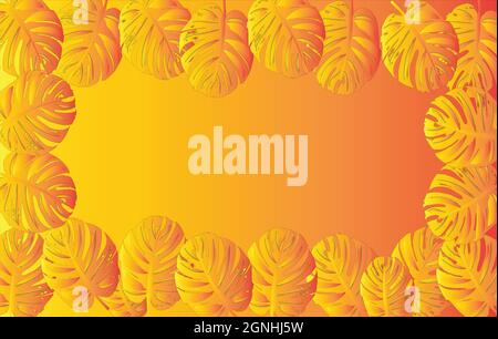 vector tropical background with palm leaves .Vector exotic pattern with gradient effect Stock Vector