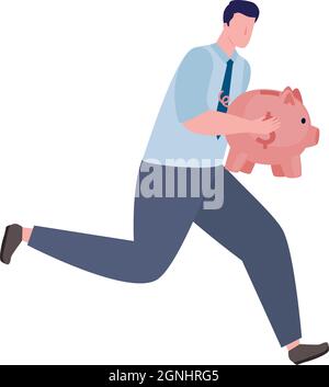 elegant young businessman with piggy savings Stock Vector Image & Art ...