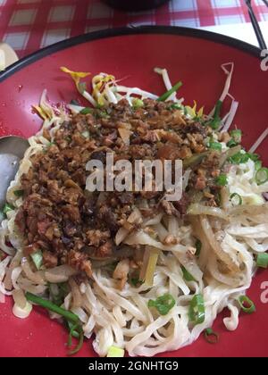 A noodle dish at a restaurant in Taiwan Stock Photo
