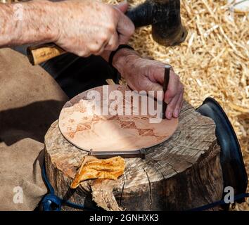 a patterned design in leather Stock Photo