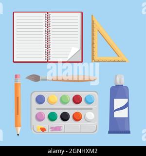 six art projects icons Stock Vector