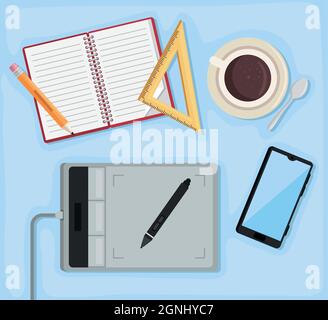 four art projects icons Stock Vector
