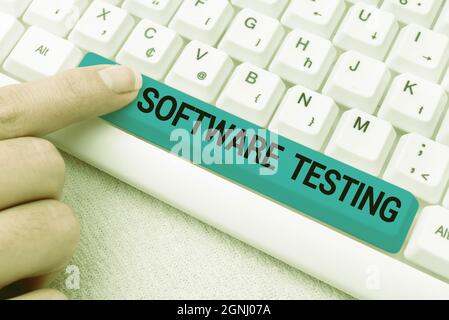 Handwriting text Software Testing. Conceptual photo evaluate the functionality of a software application Typing Certification Document Concept Stock Photo