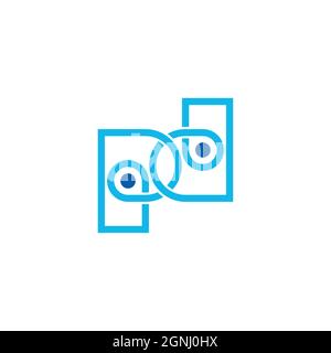 letter pd linked dots overlap line logo vector Stock Vector