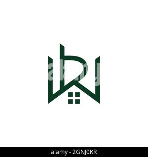 letter wb simple geometric home roof logo vector Stock Vector