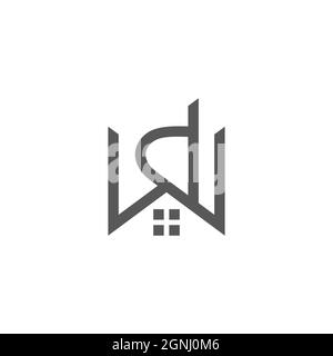 letter wd simple geometric home roof logo vector Stock Vector