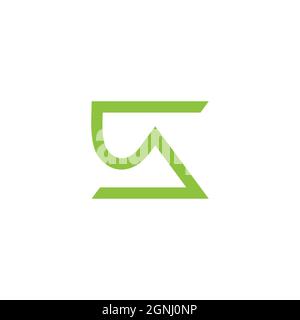 letter s triangle green mountain geometric line logo vector Stock Vector