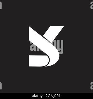 abstract letter yk simple curves geometric 3d flat logo vector Stock Vector