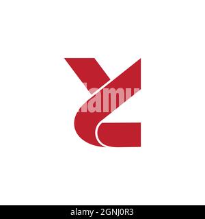 abstract letter yl ribbon 3d flat logo vector Stock Vector