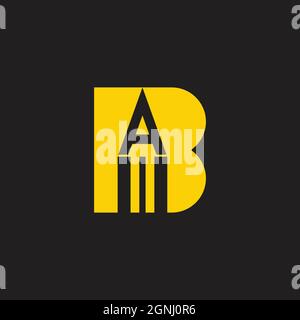 letter ab pencil shape education symbol simple logo vector Stock Vector