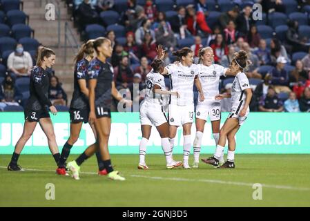 Portland Thorns FC midfielder Celeste Boureille (30) celebrates a goal ...