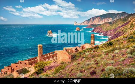 Landscape at Porto Corallo in Nebida and the coast of