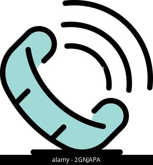 Phone ringing icon. Outline phone ringing vector icon color flat isolated Stock Vector