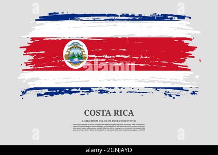Costa Rica flag with brush stroke effect and information text poster, vector background Stock Vector
