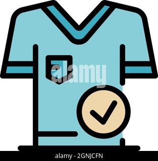 Shirt check mark icon. Outline shirt check mark vector icon color flat isolated Stock Vector