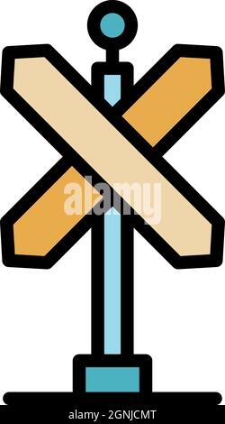 Railroad indicator icon. Outline railroad indicator vector icon color flat isolated Stock Vector