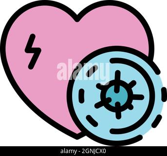 Heart virus icon. Outline heart virus vector icon color flat isolated Stock Vector