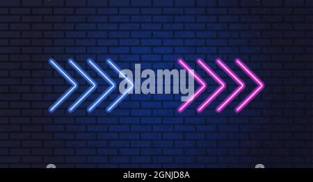 Neon arrow lamp wall sign Stock Vector
